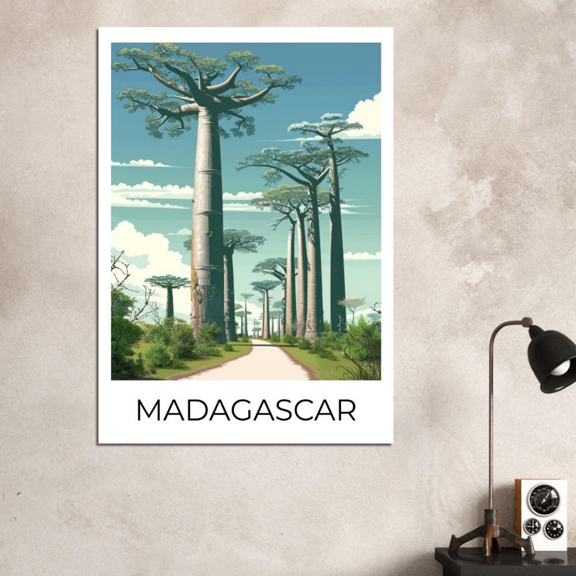 Madagascar Avenue of the Baobabs Roadside Trees Travel Poster - Image 2