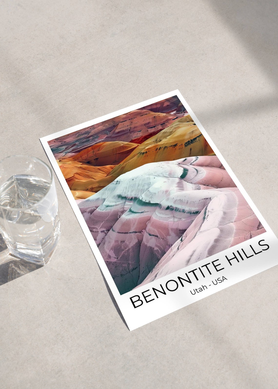 Bentonite Hills Utah Colorful Mineral Formations Desert Travel Poster - Image 3