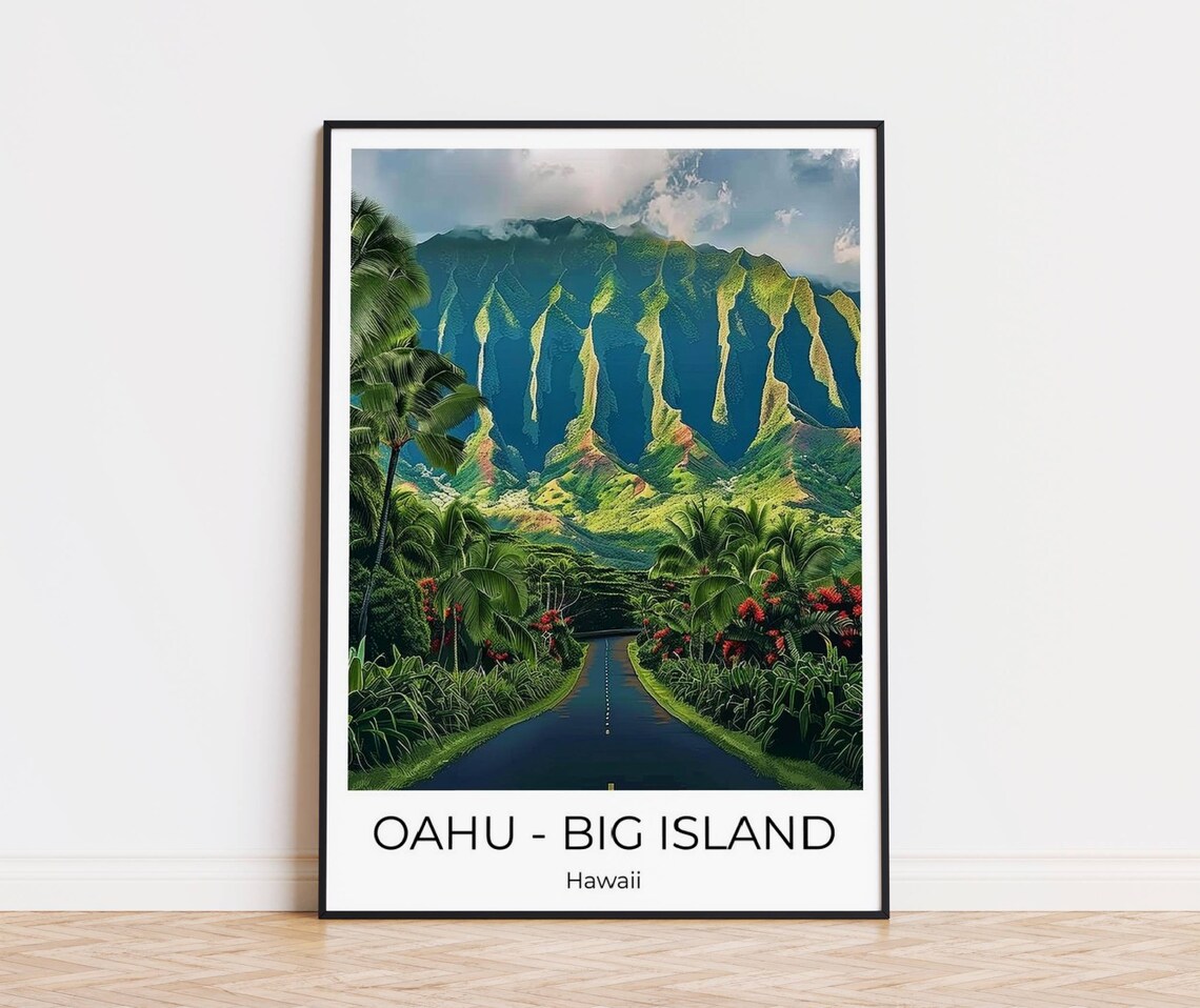 Oahu Big Island Poster Hawaii Travel Poster Globetrotter Gift Oahu Travel Poster Hawaii Wall Decoration Oahu Travel Souvenir Hawaii Trip
