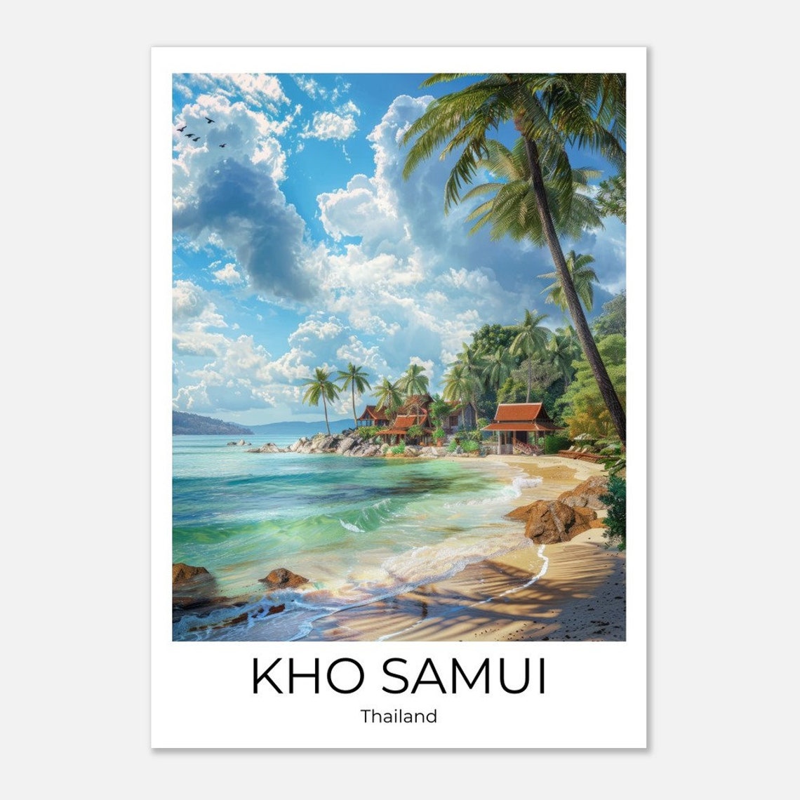 Koh Samui Thailand Sunny Tropical Beach Palm Trees Scene Poster