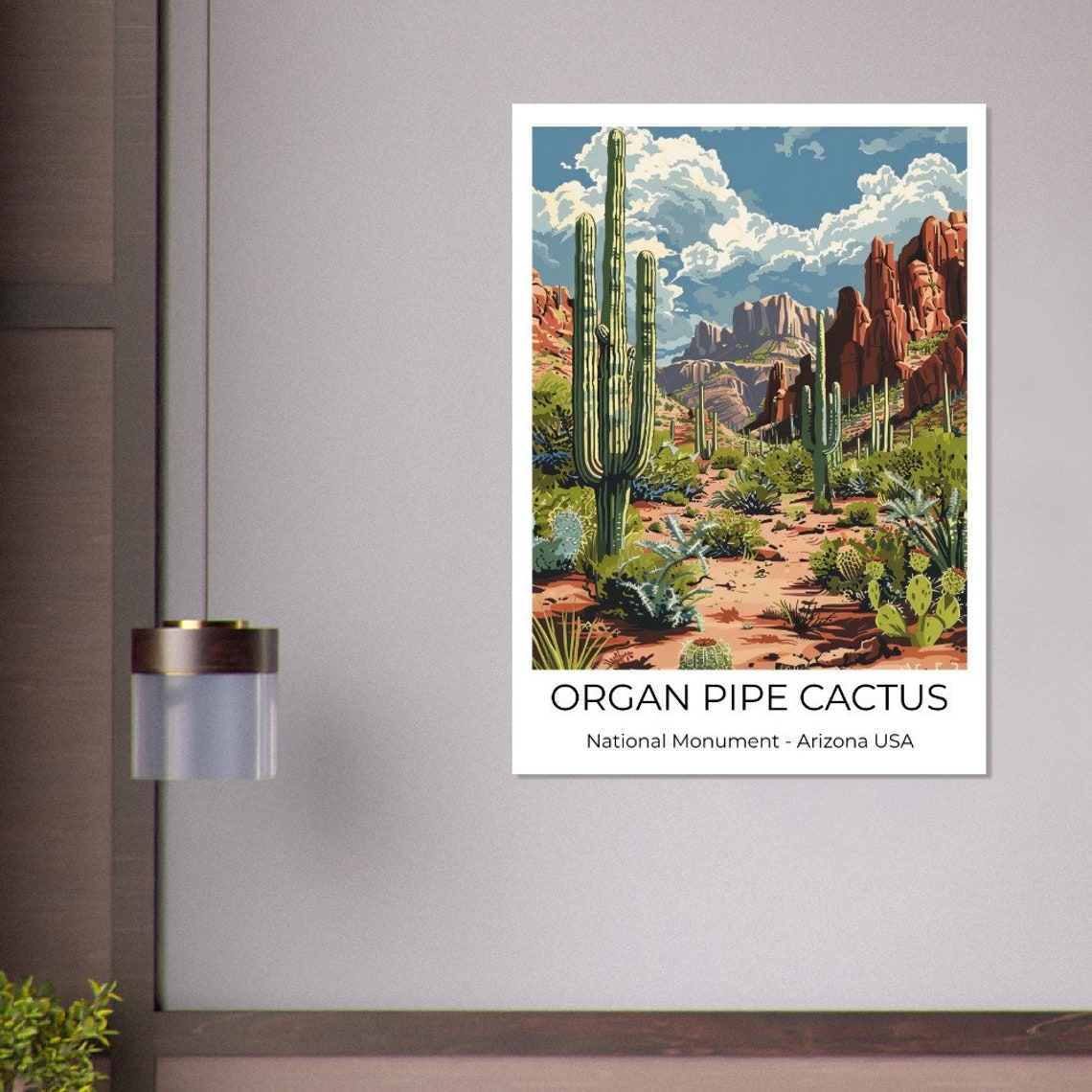 Organ Pipe National Monument National Park Usa Travel Poster Organ Pipe Wall Art Arizona Travel Print Arizona Organ Pipe Wall Decoration - Image 2