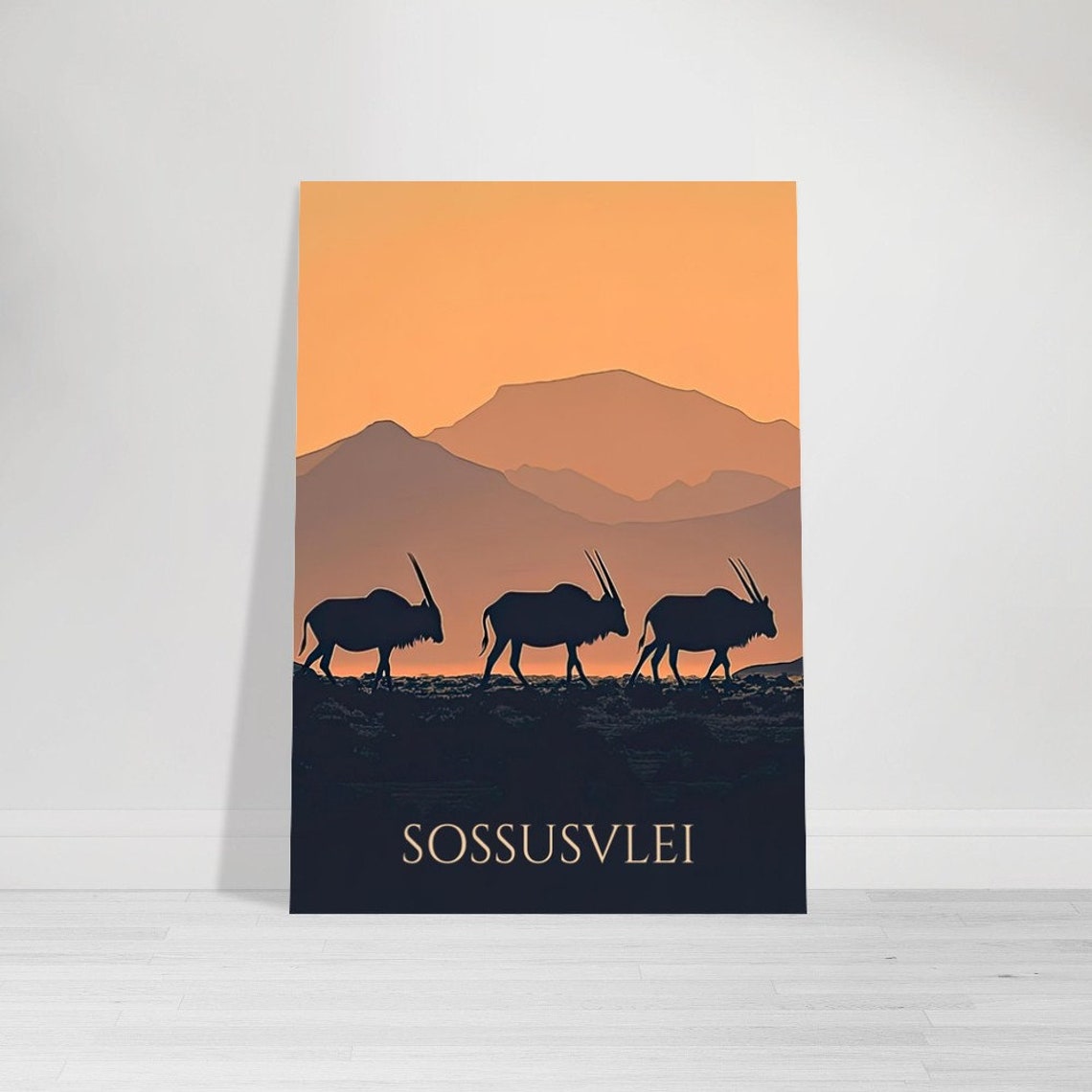 Sossusvlei Namibia Oryx Antelope Sunset Dune Silhouette Poster - Image 3