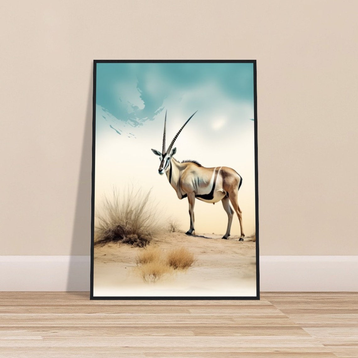 Etosha Namibia Oryx Desert Wildlife Portrait Framed Travel Poster