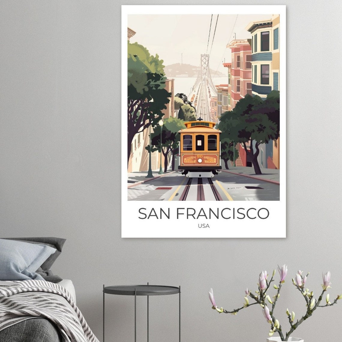 San Francisco Cable Car Powell Street Hill Scene Classic Travel Poster - Image 5