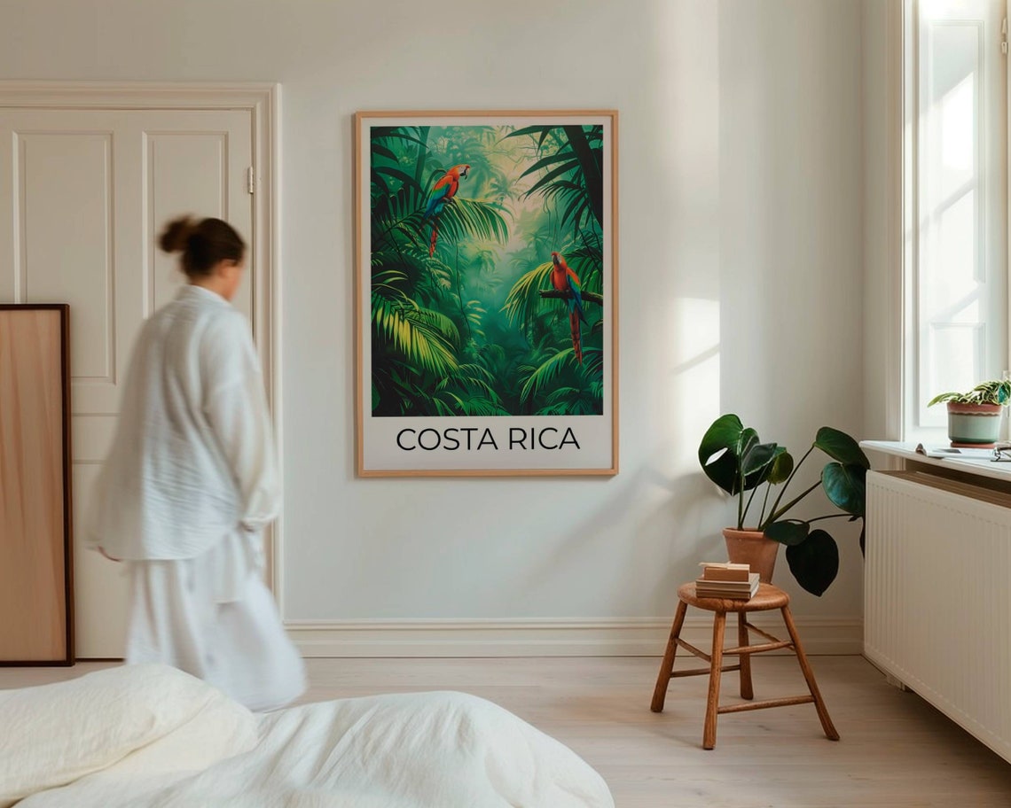 Costa Rica Rainforest Scarlet Macaw Parrots Jungle Travel Poster - Image 4