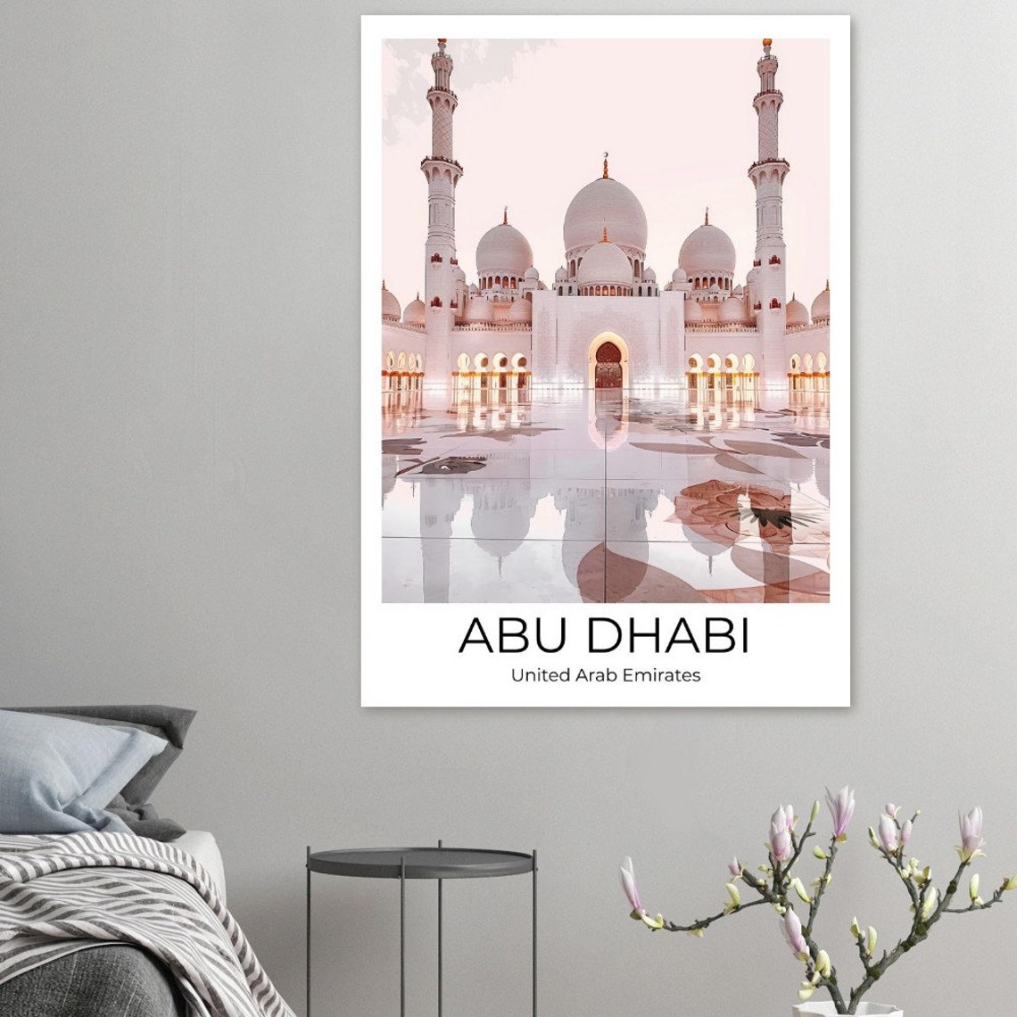 Abu Dhabi Sheikh Zayed Grand Mosque White Marble UAE Travel Poster - Image 2