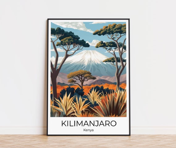 Kilimanjaro Kenya Travel Poster Travel Print Kenya Kenya Gift Kenya Wall Art Kilimanjaro Art Print
