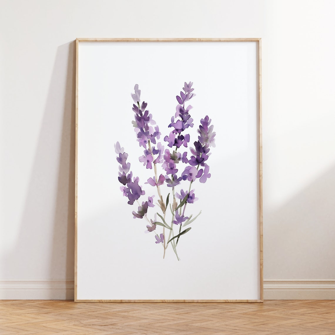 Purple Lavender Watercolor Sprigs Calming Botanical Art Poster