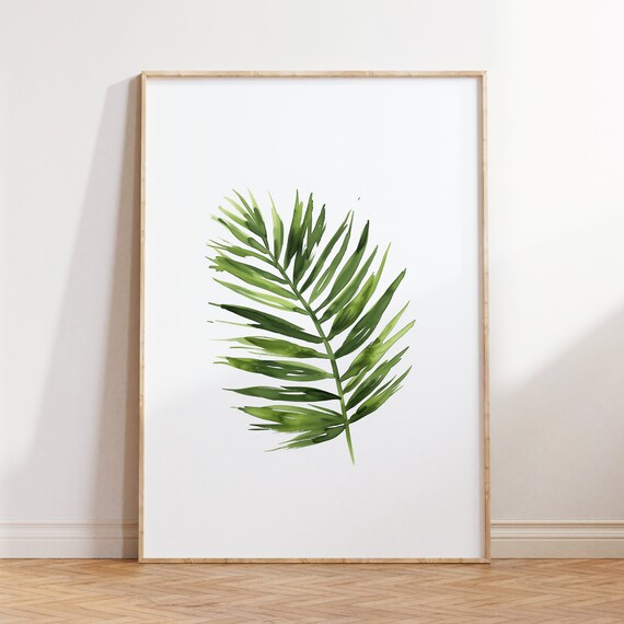 Green Palm Leaf Watercolor Poster Watercolor Art Wall Art Art Home Decor Art Prints Gift