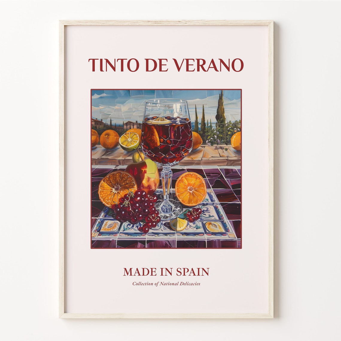 Tinto de Verano Spanish Wine Oranges Mosaic Kitchen Wall Poster