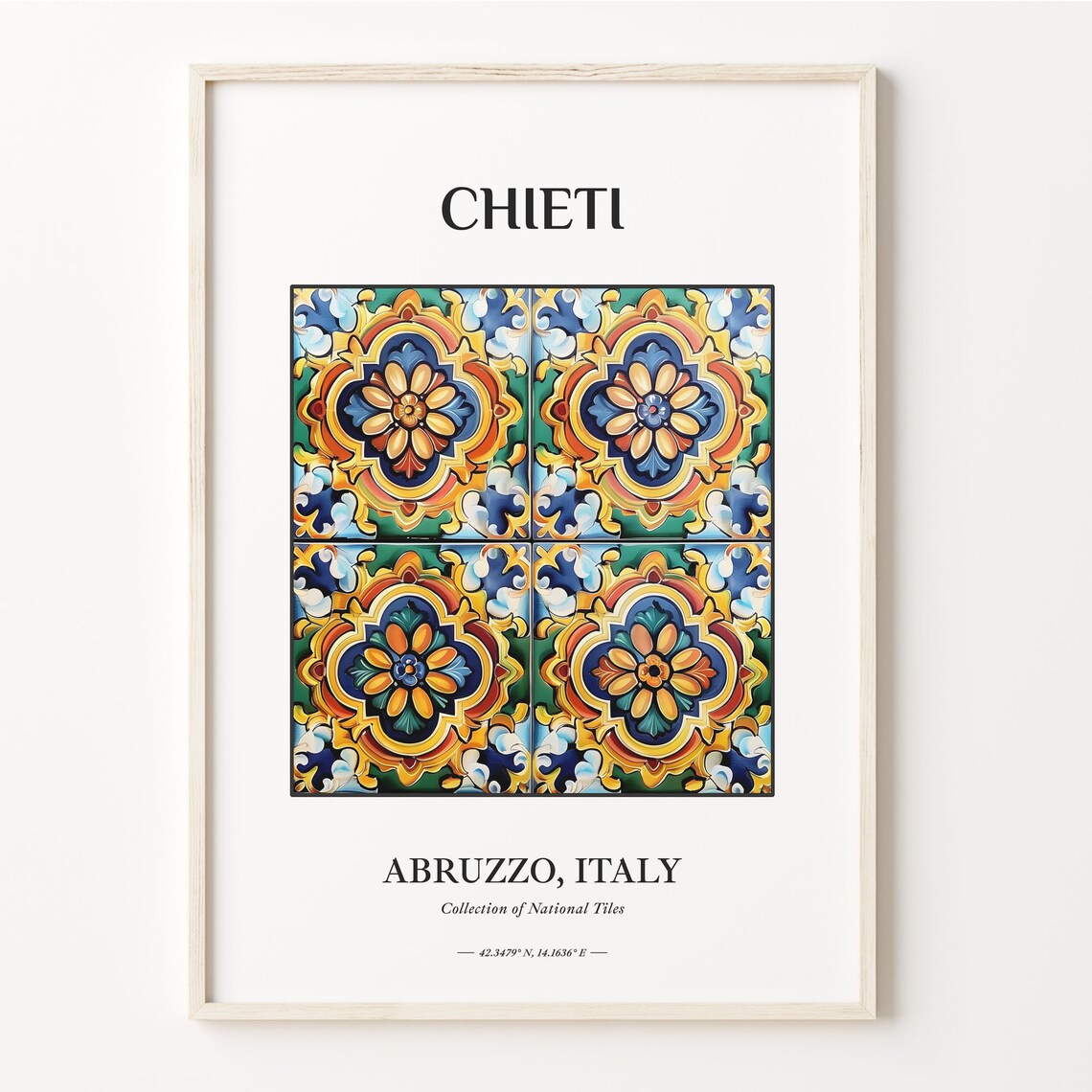 Chieti Abruzzo Italy Tile Poster with Four Floral Medallions