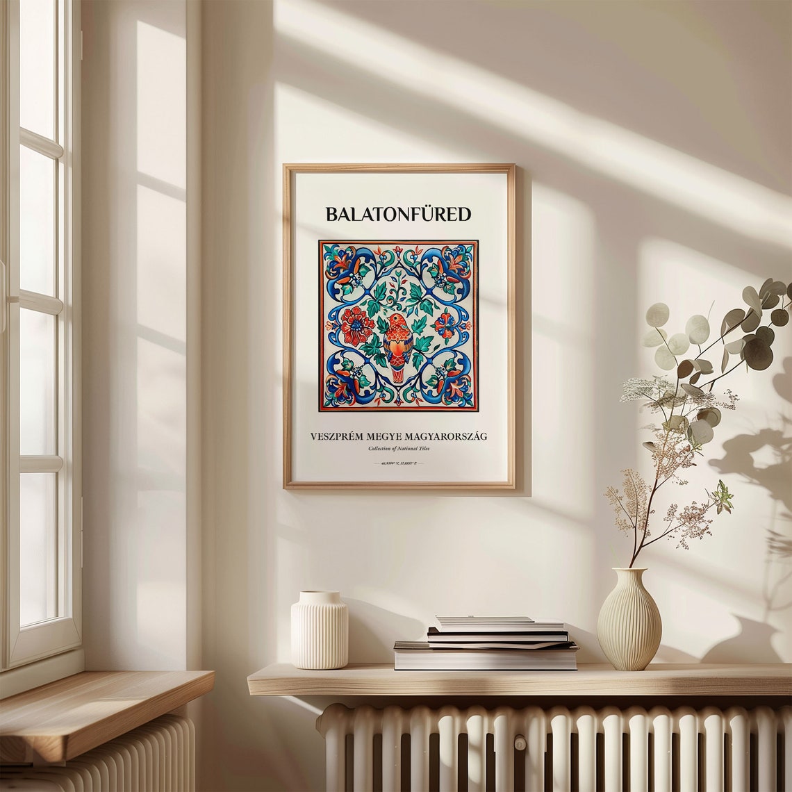 Balatonfüred Hungary Hungarian Folk Tile Bird Art Travel Poster - Image 3