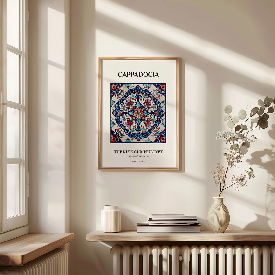 Cappadocia Turkey Red Blue Floral Arabesque Bloom Tile Art Poster - Image 3