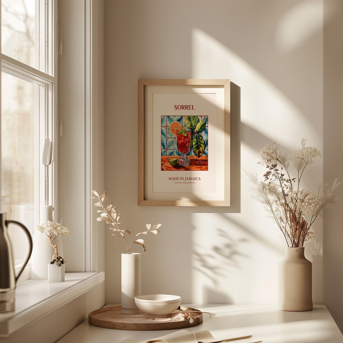 Sorrel Jamaican Hibiscus Drink Tropical Tile Kitchen Scene Wall Art - Image 2