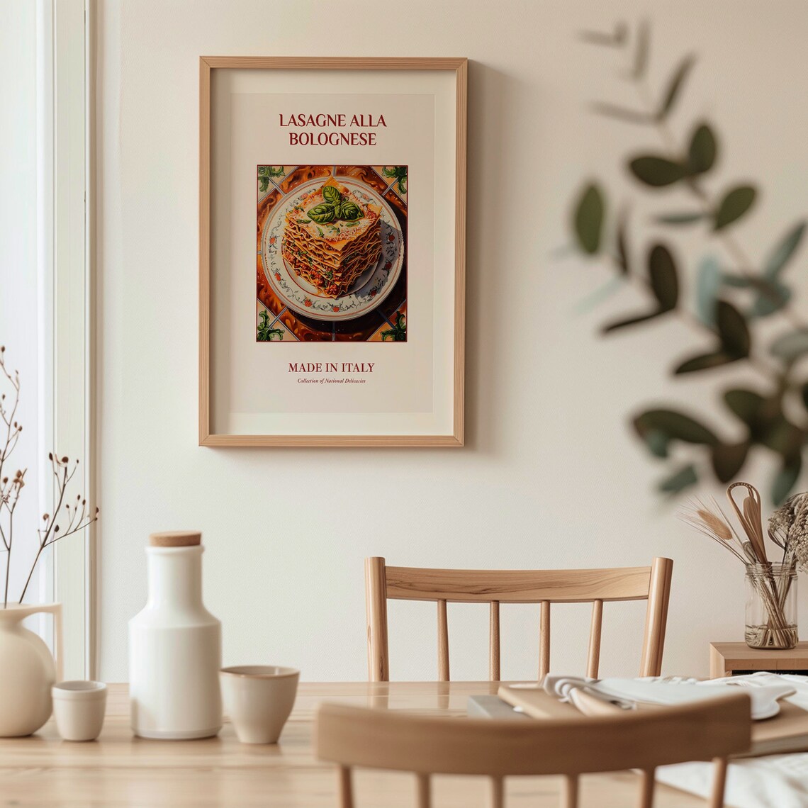 Lasagne alla Bolognese Italian Layered Pasta Maiolica Kitchen Poster - Image 3