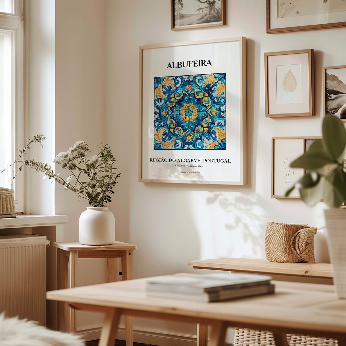 Albufeira Algarve Portugal Blue and Gold Tile Home Decor Poster - Image 2