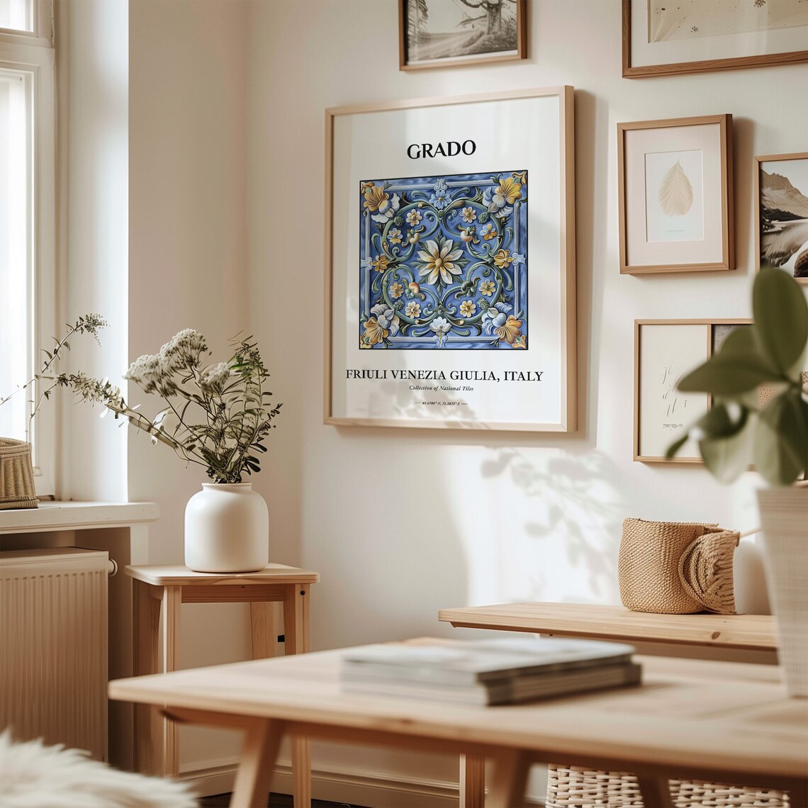 Grado Italy Friuli Venezia Giulia Floral Tile Art Travel Poster - Image 2