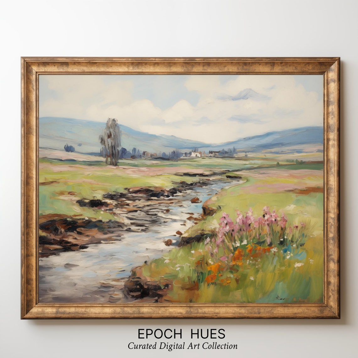 Sunlit Stream Winding Through A Wildflower Meadow Scenic Poster - Image 3