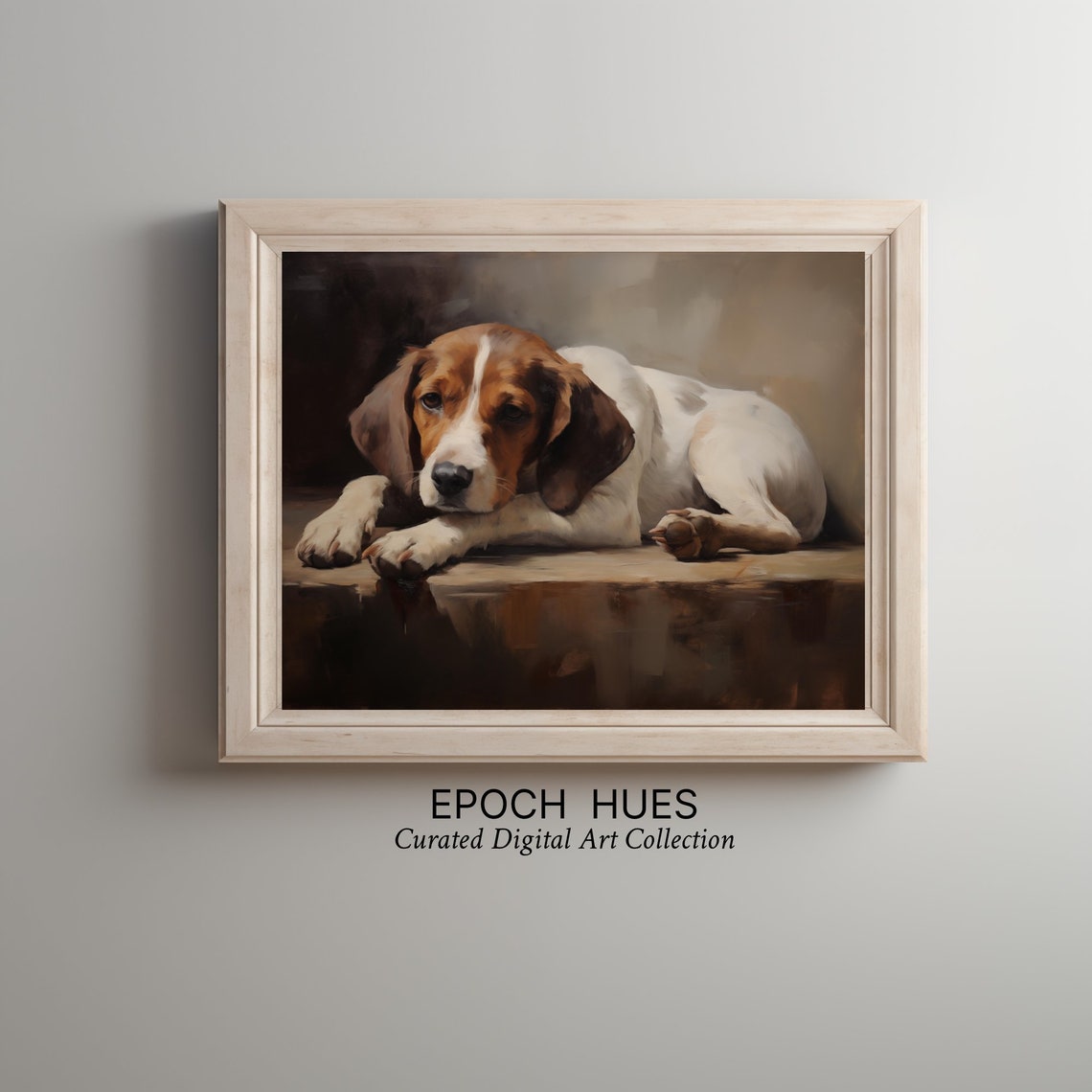 Beagle Puppy Resting Head on Paws Soft Vintage Dog Portrait Poster - Image 2