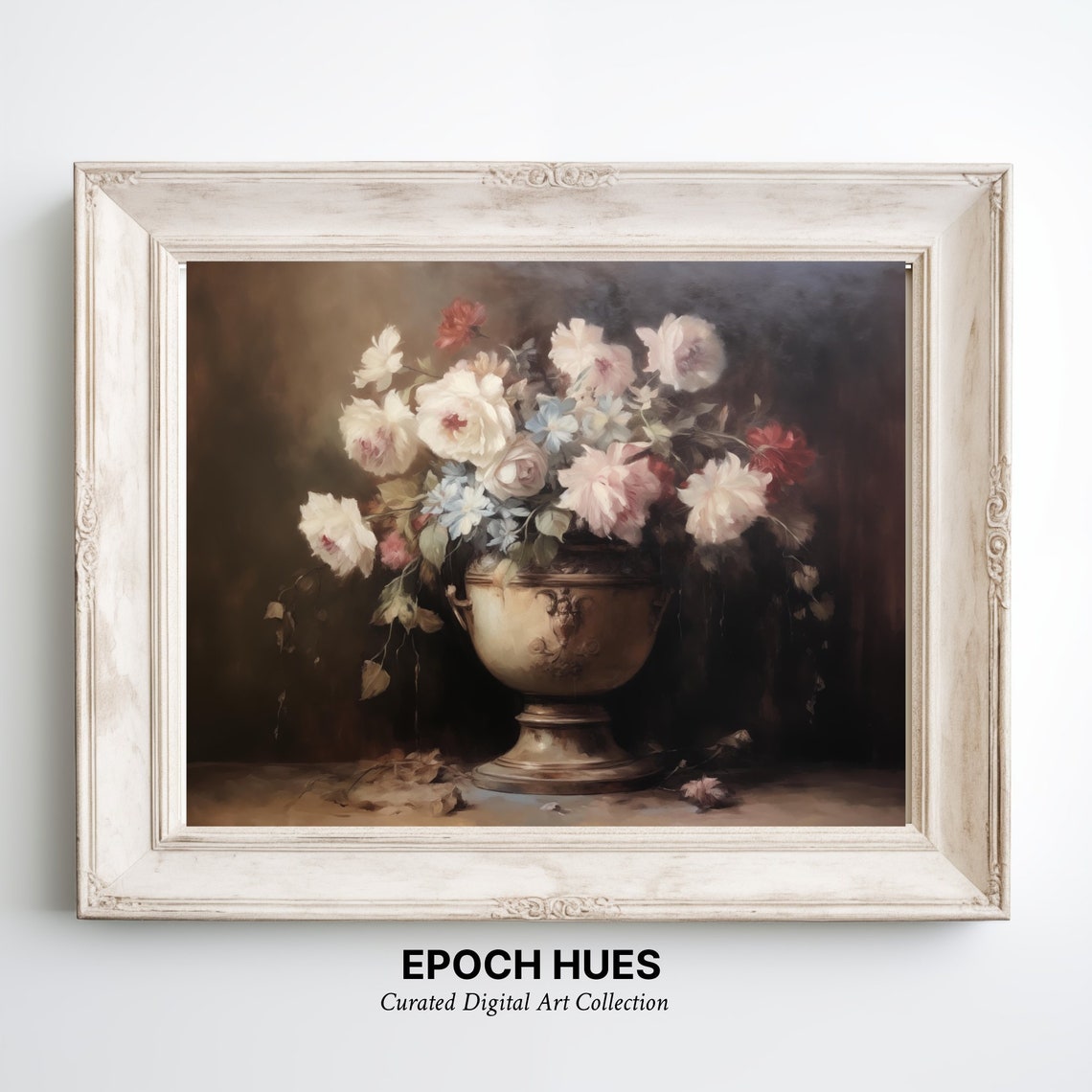 Classic Floral Bouquet in Antique Urn Vintage Still Life Poster - Image 3