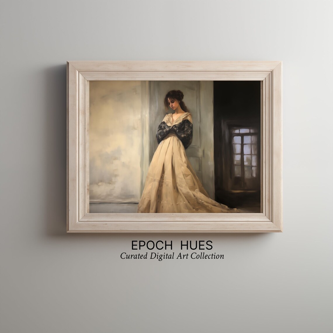 Woman In A Golden Gown By A Doorway Moody Classic Style Poster - Image 2