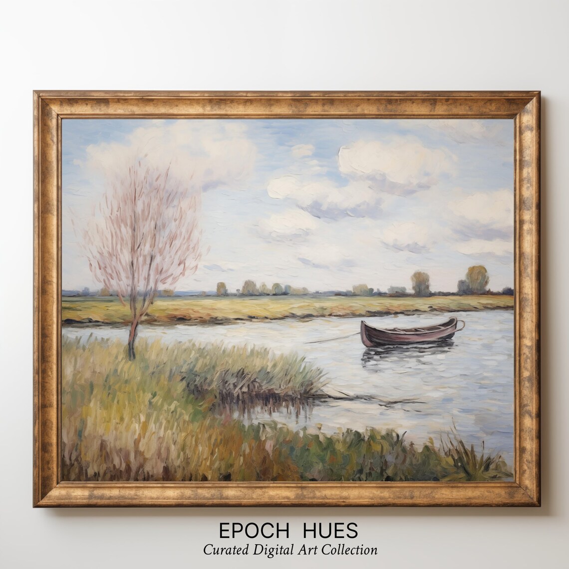 Impressionist Landscape, Pastoral Scene With Boat - Image 3