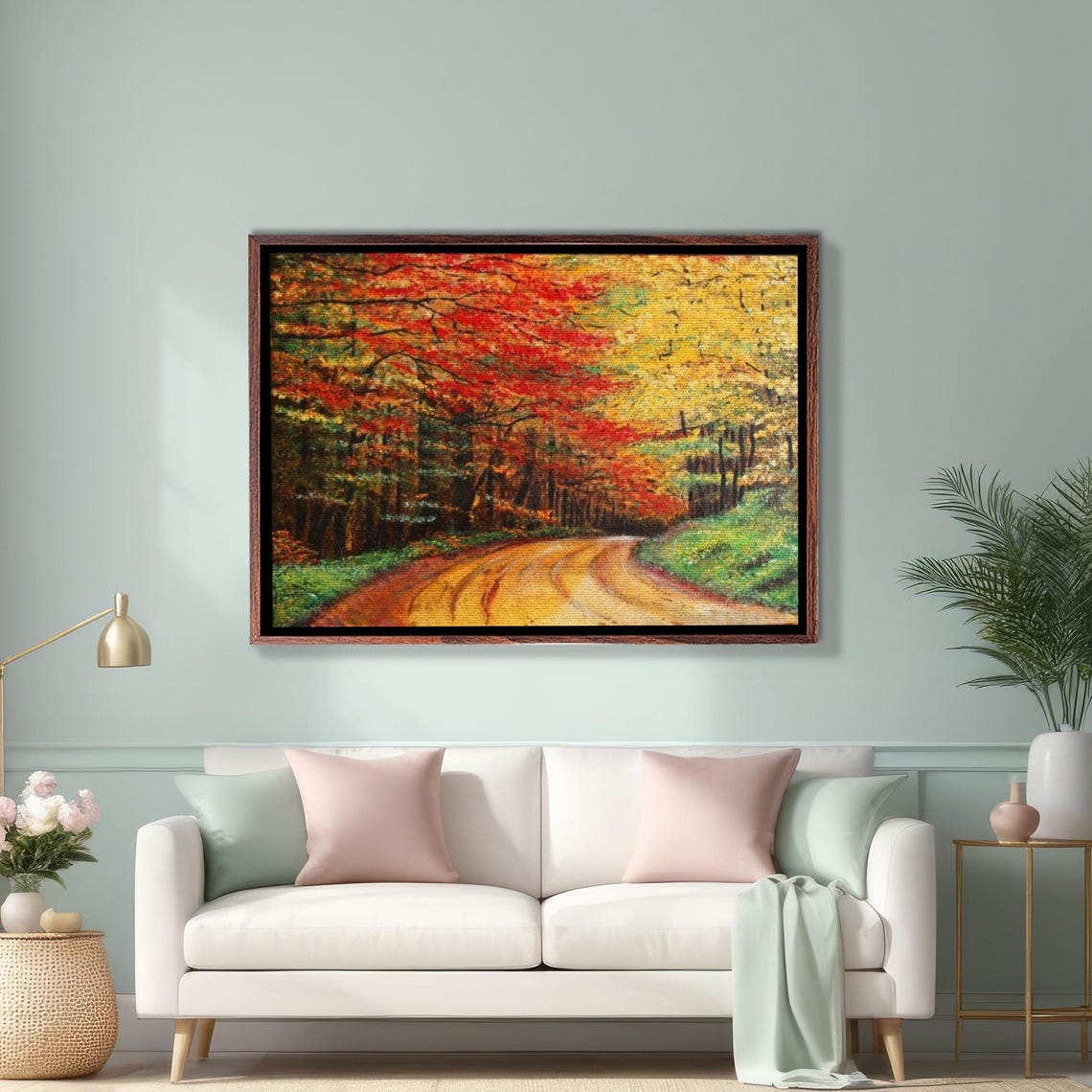 Forest Road Oil Painting Look Decorative Wall Art Nature Wall Decor Nature Wall Decor Landscape Wall Table