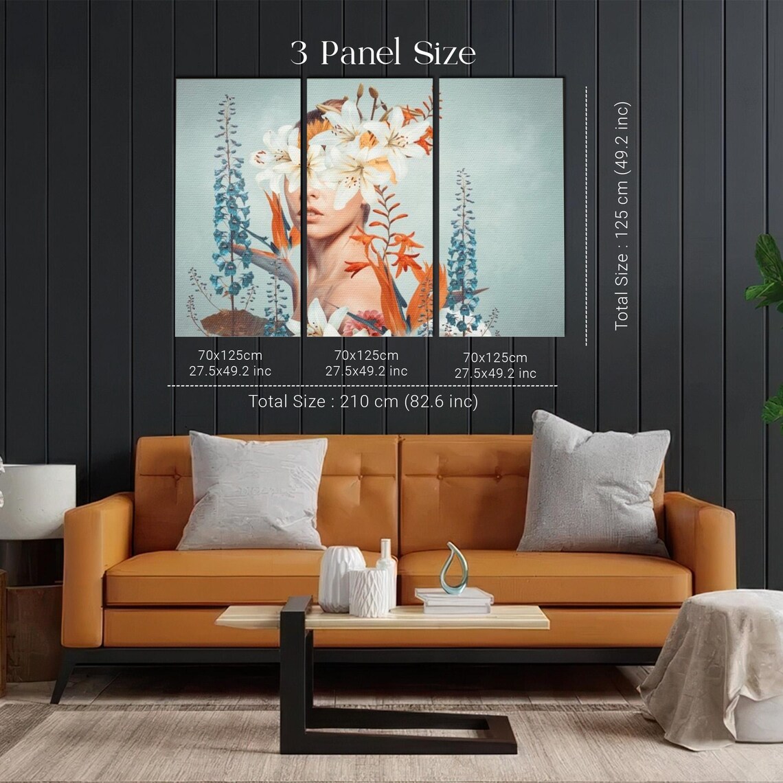 Surreal Woman Portrait Hidden Behind White Lily Flowers Poster - Image 2