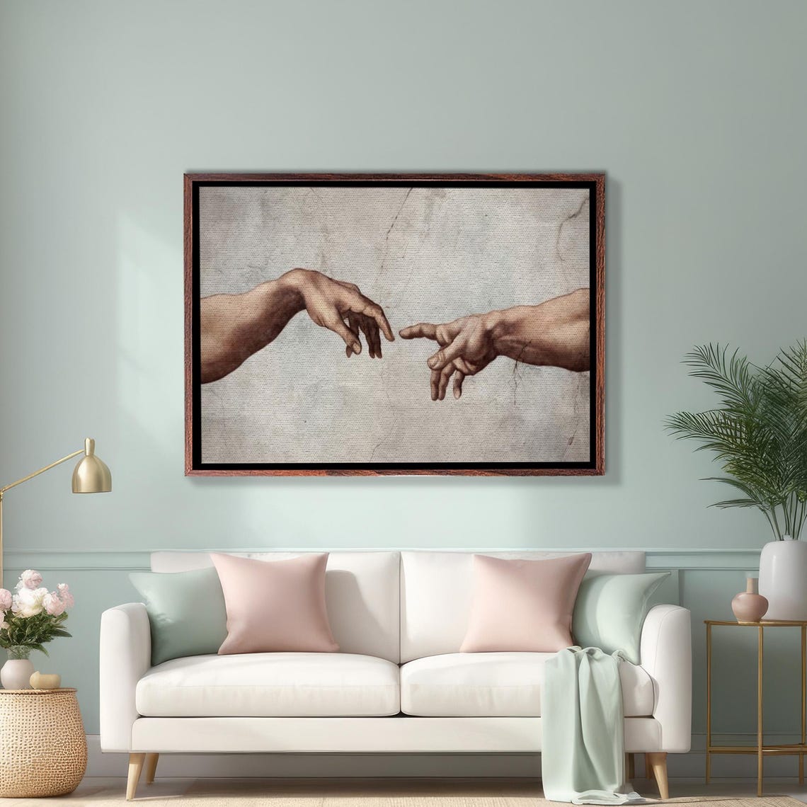 The Creation of Adam Reaching Hands Michelangelo Classic Art Poster