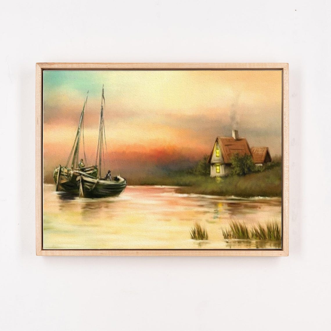 Fishing Boats at Sunset Beside a Quiet Lakeside Cabin Poster - Image 4