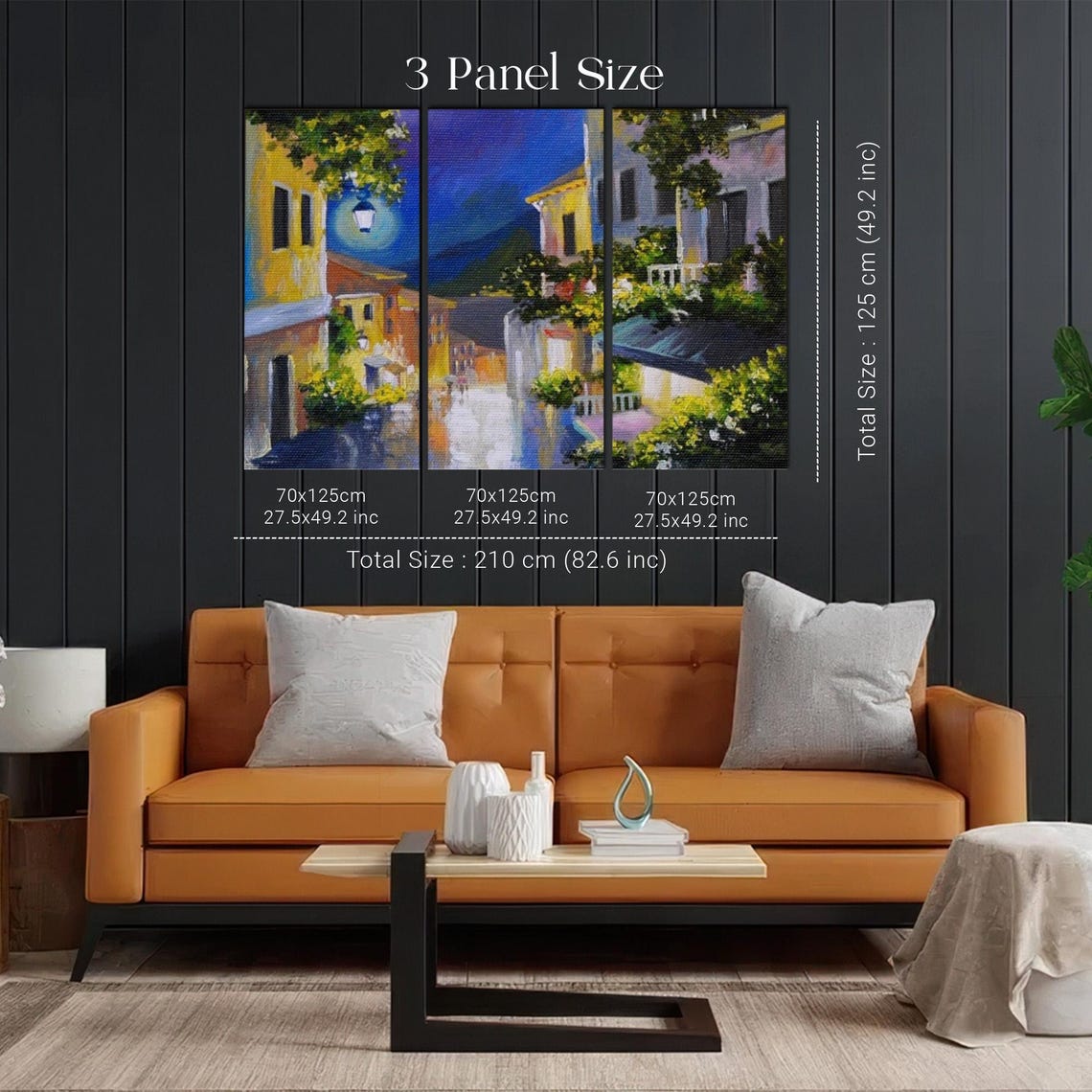 Lantern Lit Night Street In Old Seaside Town Painting Poster - Image 2