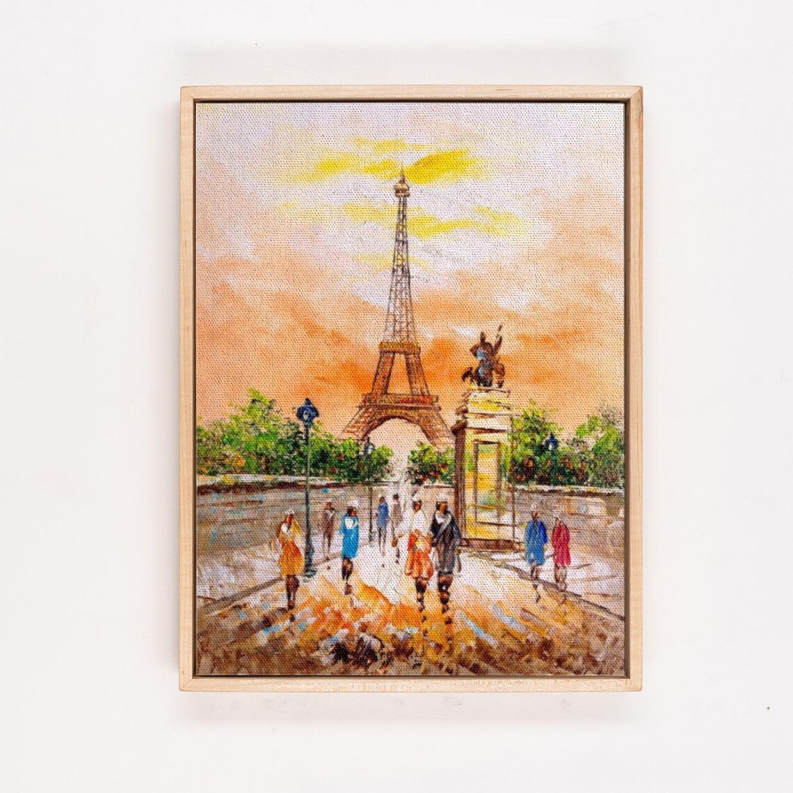 Eiffel Tower At Sunset Paris Street Scene Oil Painting Style Poster - Image 4