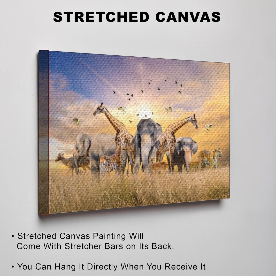 African Savanna Animals At Sunset Wildlife Gathering Scene Poster - Image 3