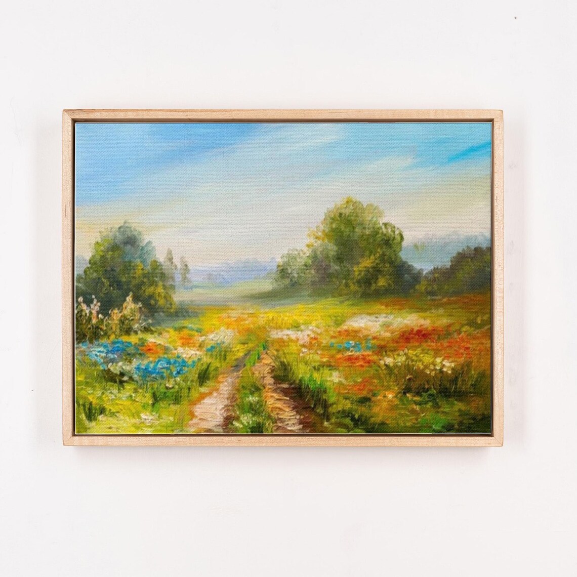 Wildflower Meadow With Winding Path Landscape Painting Art Poster - Image 4