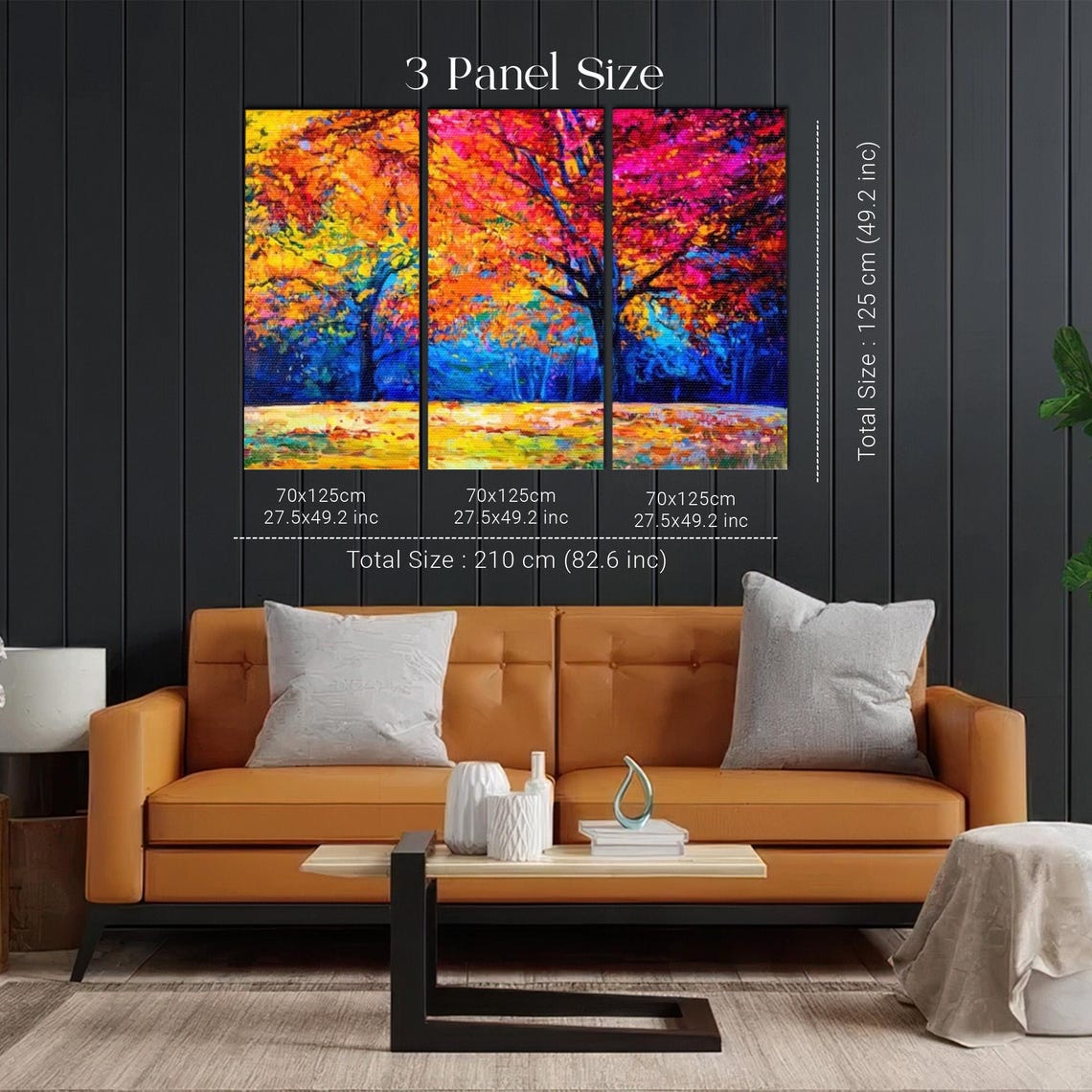 Vivid Autumn Trees In Red Orange Blue Bold Impressionist Poster - Image 2