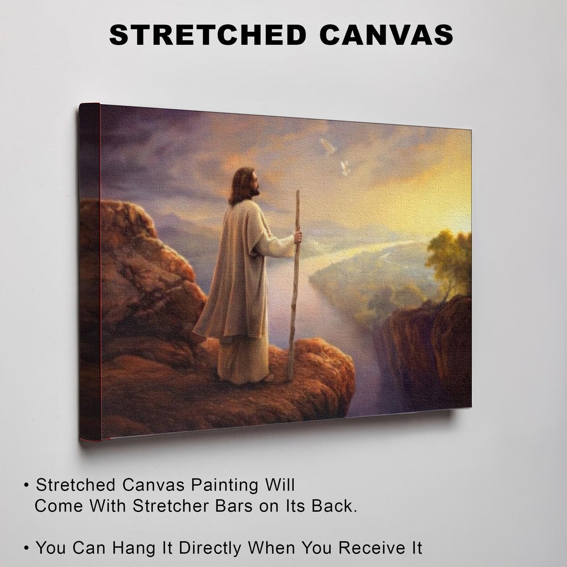 Jesus Christ Standing on a Cliff Overlooking the Valley Poster - Image 3