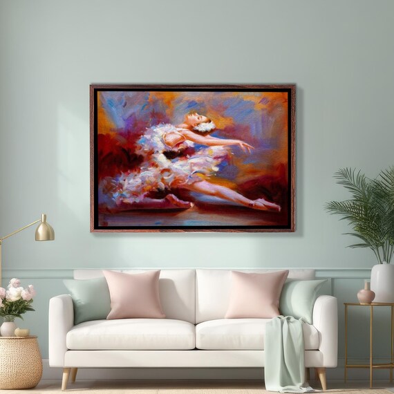 Ballerina Dancing in White Tutu Impressionist Oil Painting Poster