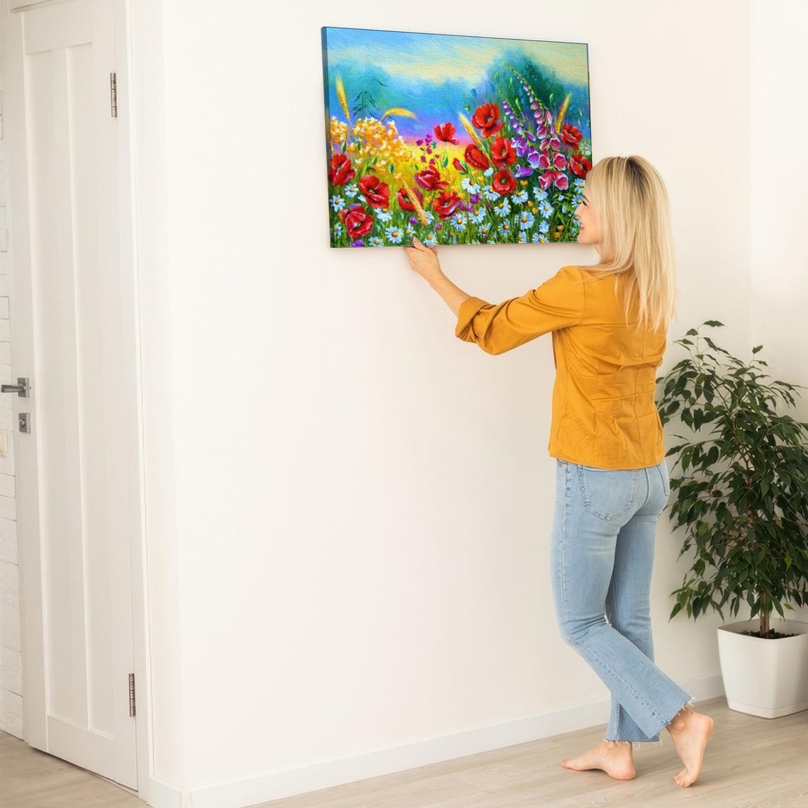 Red Poppies And White Daisies Blooming In A Sunny Meadow Poster - Image 5