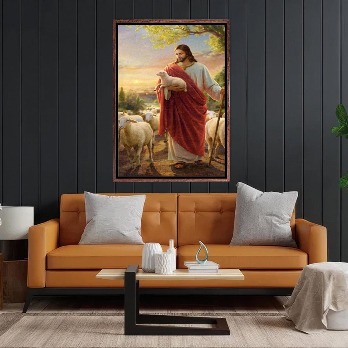 Jesus the Good Shepherd Carrying the Lost Lamb Painting Poster - Image 2