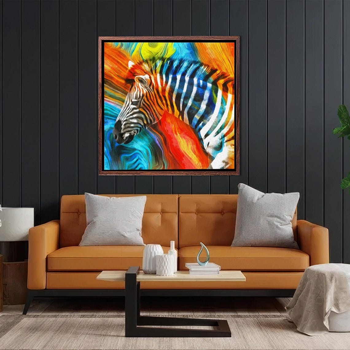 Colorful Abstract Zebra Portrait Rainbow Wildlife Art Poster - Image 2