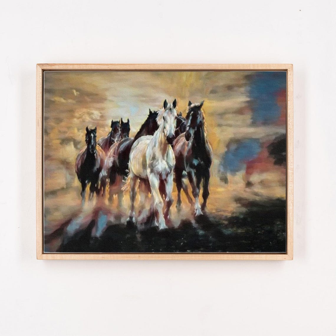 Six Galloping Horses Charging Sunset Dramatic Wild Equine Poster - Image 4