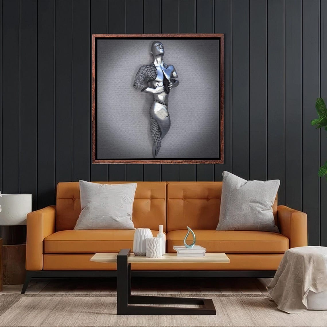 Chrome Liquid Metal Humanoid Figure Surreal Futurist Art Poster - Image 2