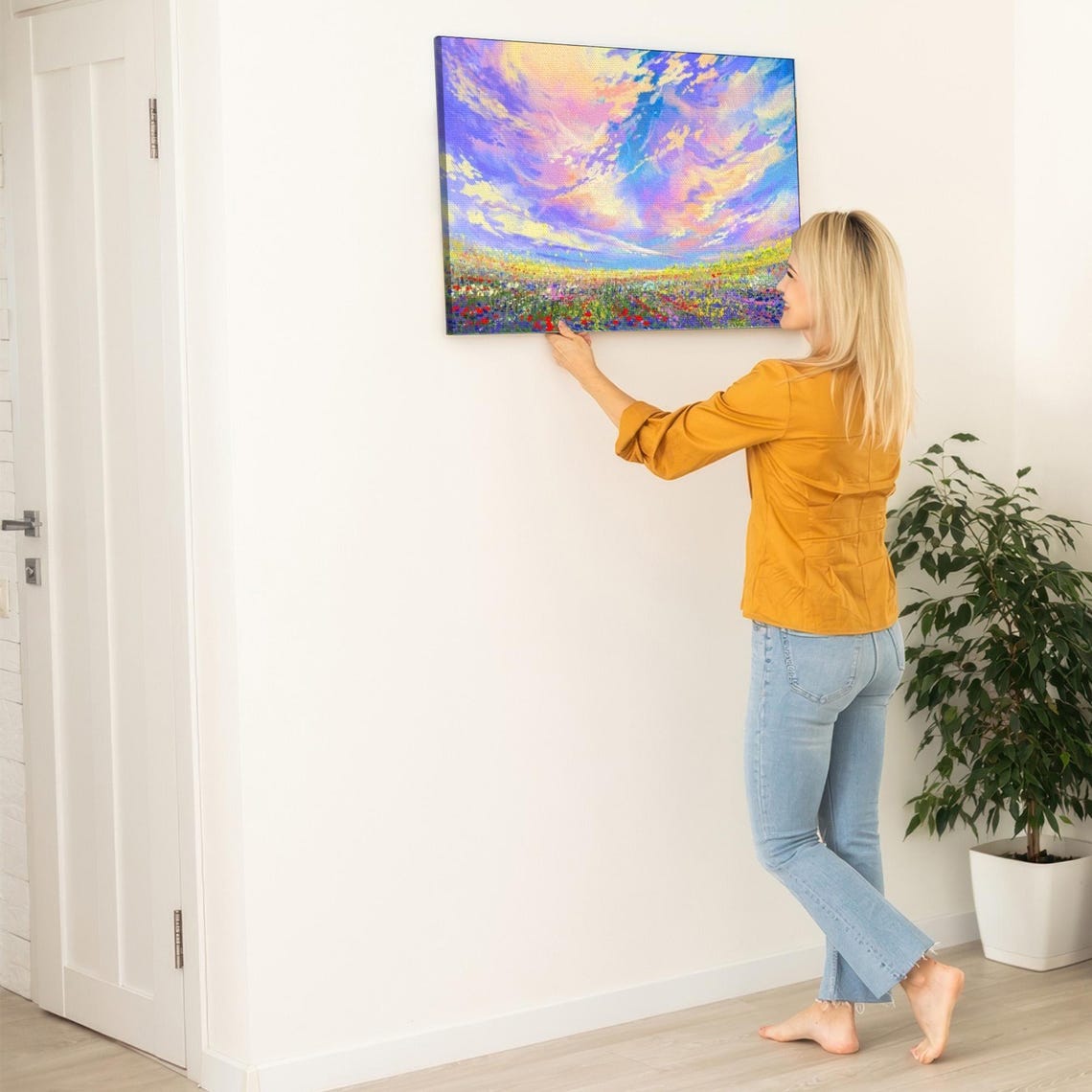 Colorful Clouds Oil Painting Look Decorative Wall Art Nature Decor Nature Wall Decor Nature Print - Image 5
