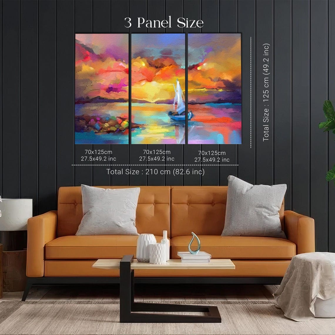 Sailboat on a Colorful Sunset Ocean Abstract Painting Poster - Image 2
