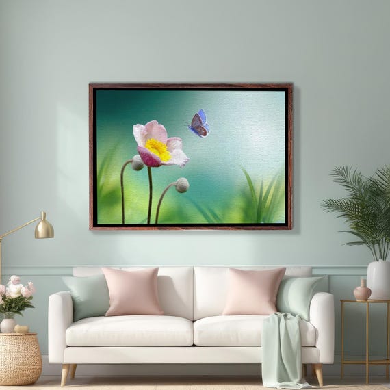 Elegant Flower And Butterfly Decorative Wall Art Large Wall Art Flower Print Housewarming Gifts Flower Wall Art