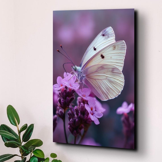 Flowers And Moths Painting Wall Art Print Print Botanical Modern Living Room Wall Decor Ready To Hang