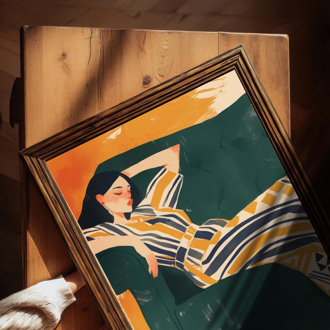 Lounging Woman - Contemporary Illustration, Living Room - Image 2
