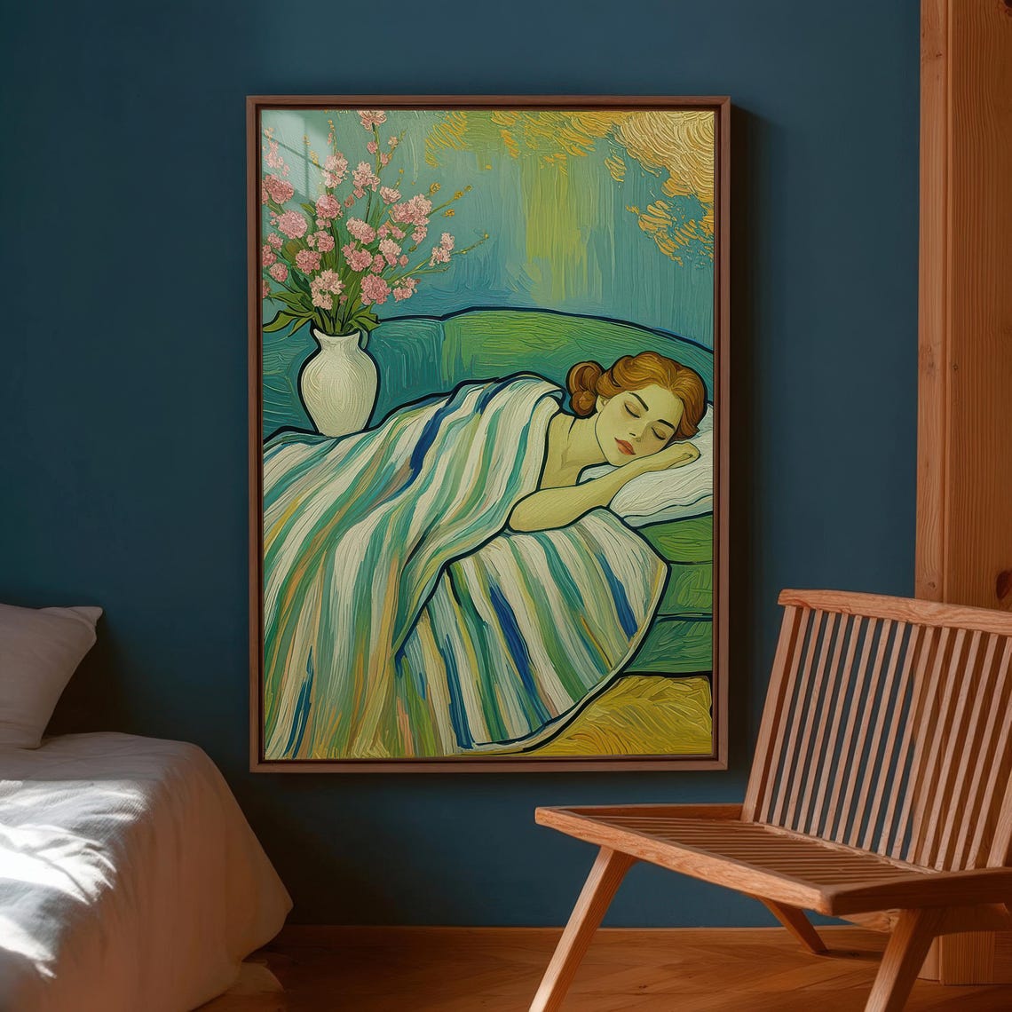 Sleeping On Couch Art, Van Gogh Style Figure - Image 3