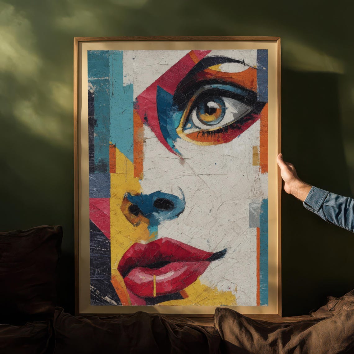 Pop Art Woman Face Bold Color Blocks Modern Portrait Collage Poster