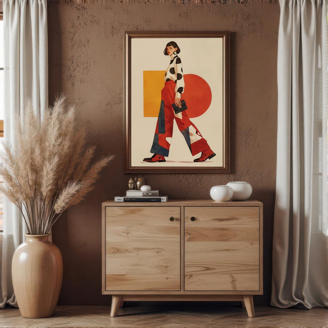 Polka Dot Patchwork Fashion Illustration, Stylish Woman - Image 3